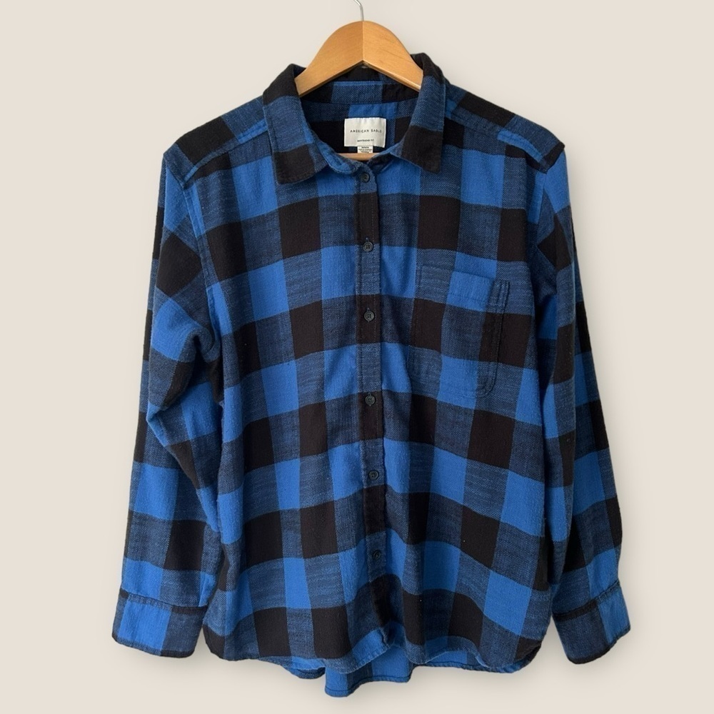 American Eagle Plaid Boyfriend Fit Button Down Flannel Shirt